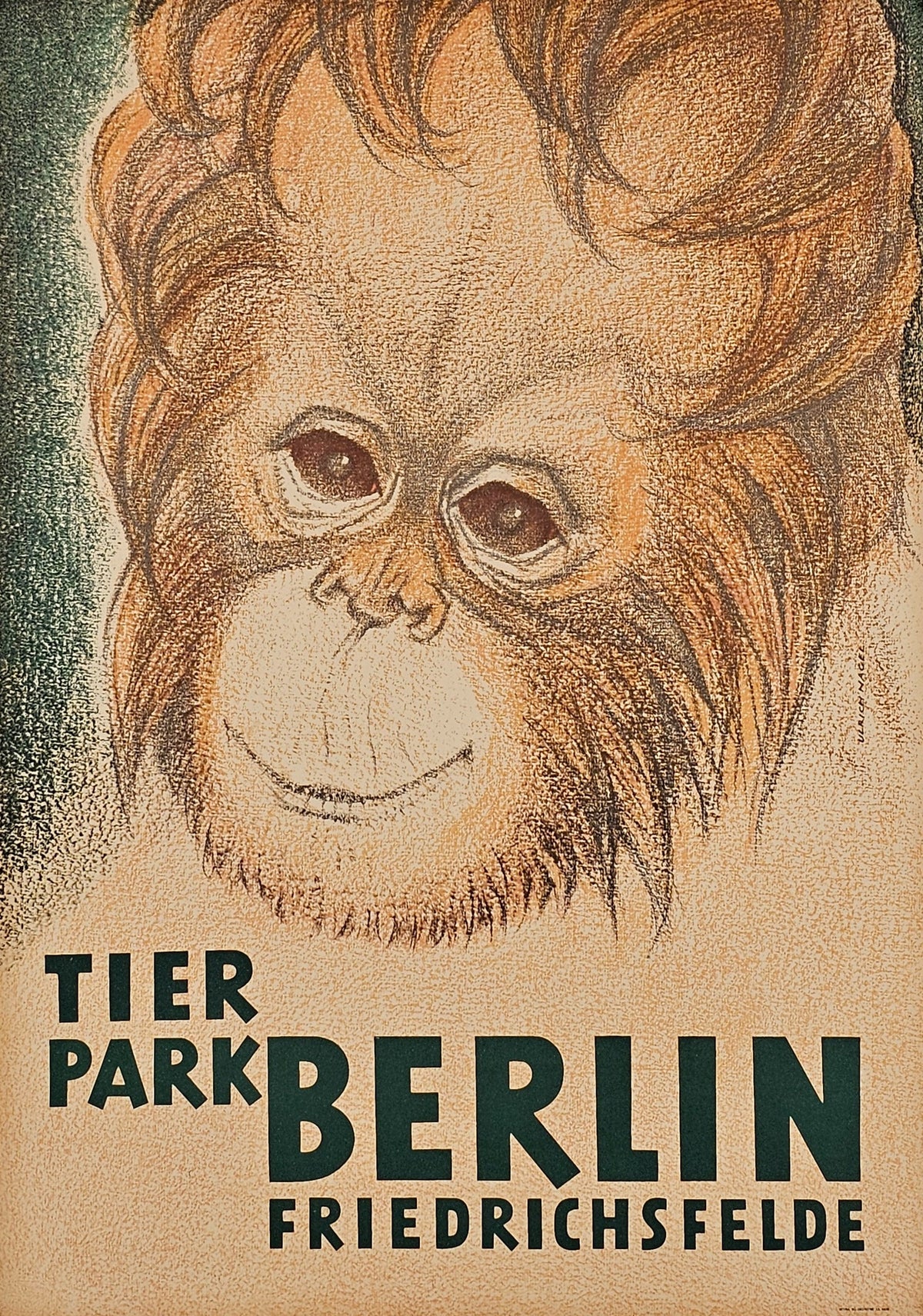 Berlin Zoo, Orangutan - Original Vintage Poster