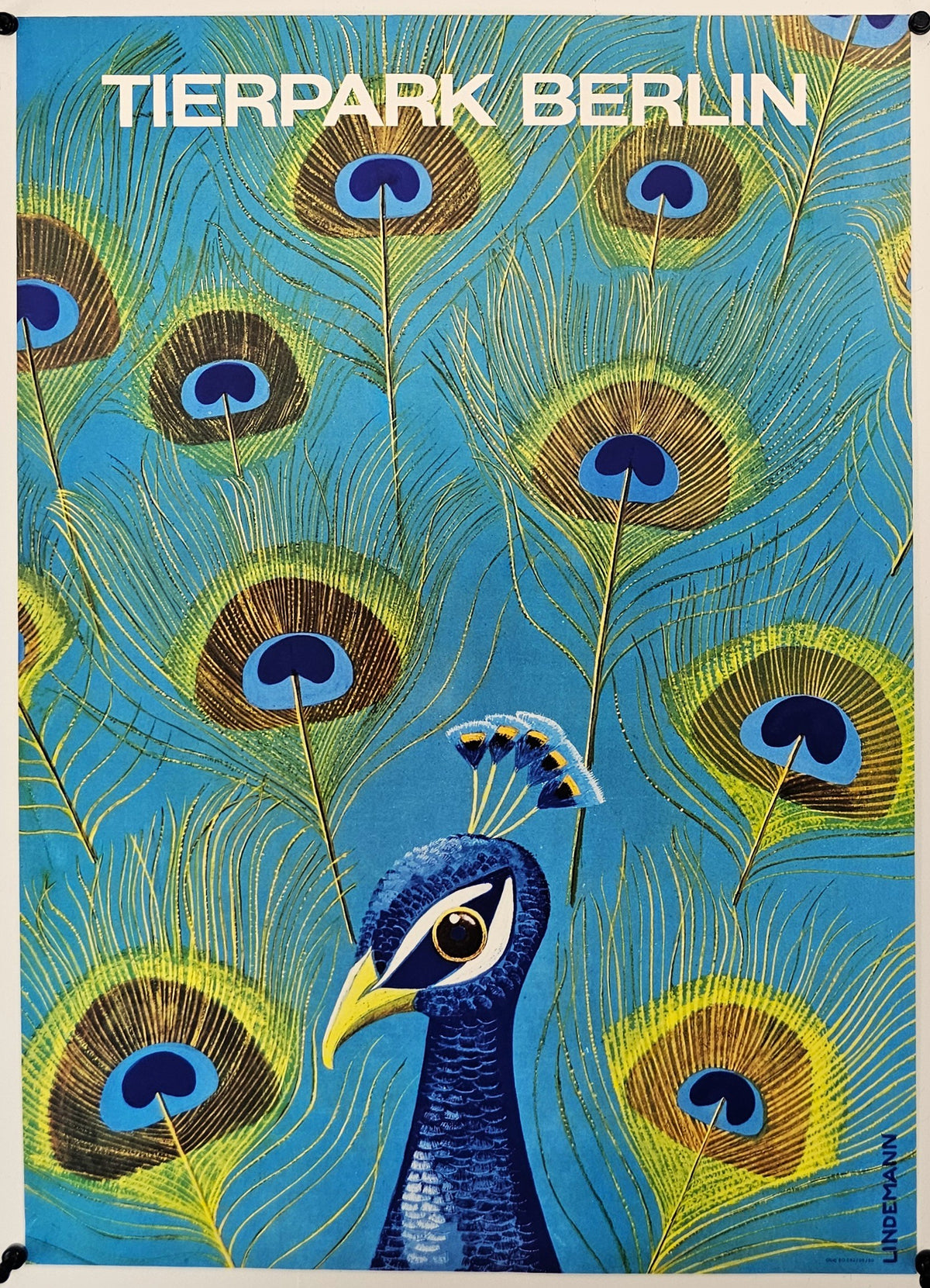 Berlin Zoo, Peacock - Original Vintage Poster