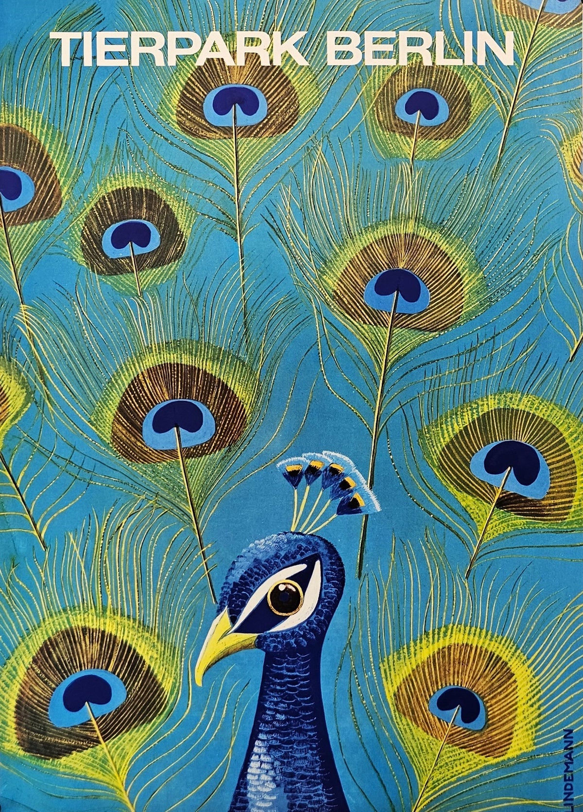 Berlin Zoo, Peacock - Original Vintage Poster