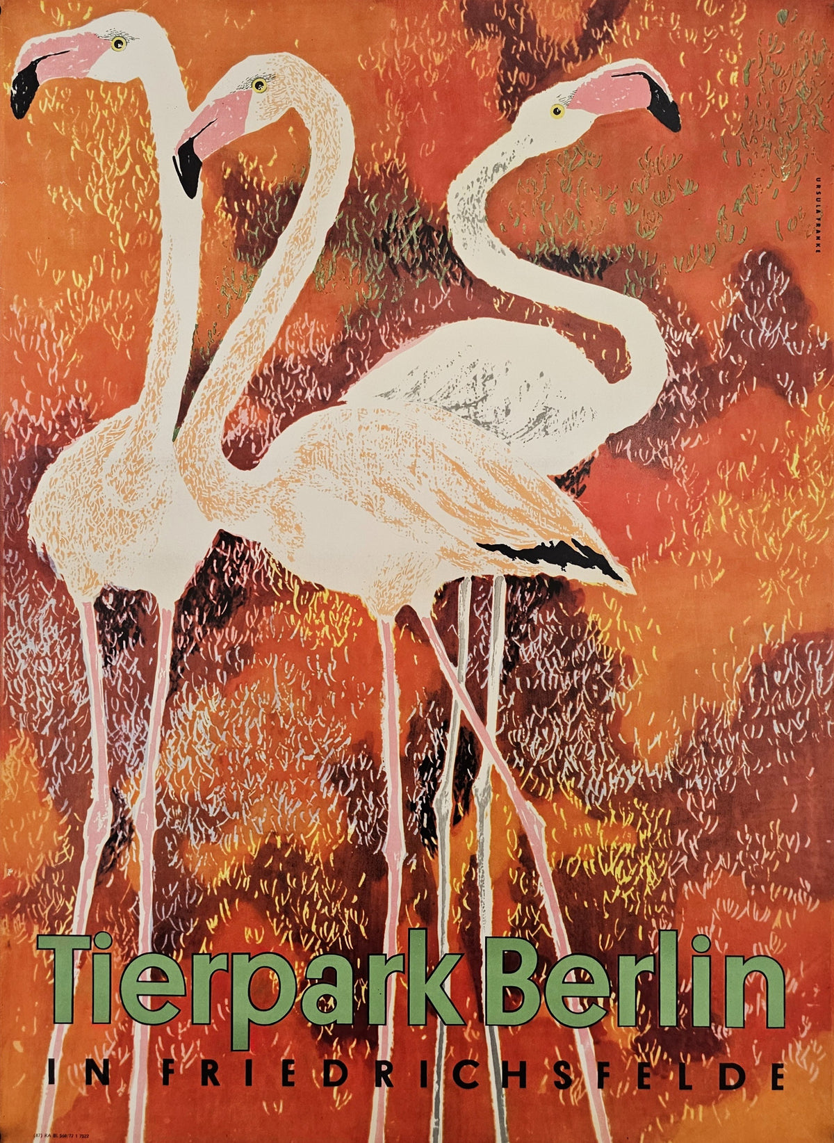 Berlin Zoo, Flamingos - Original Vintage Poster
