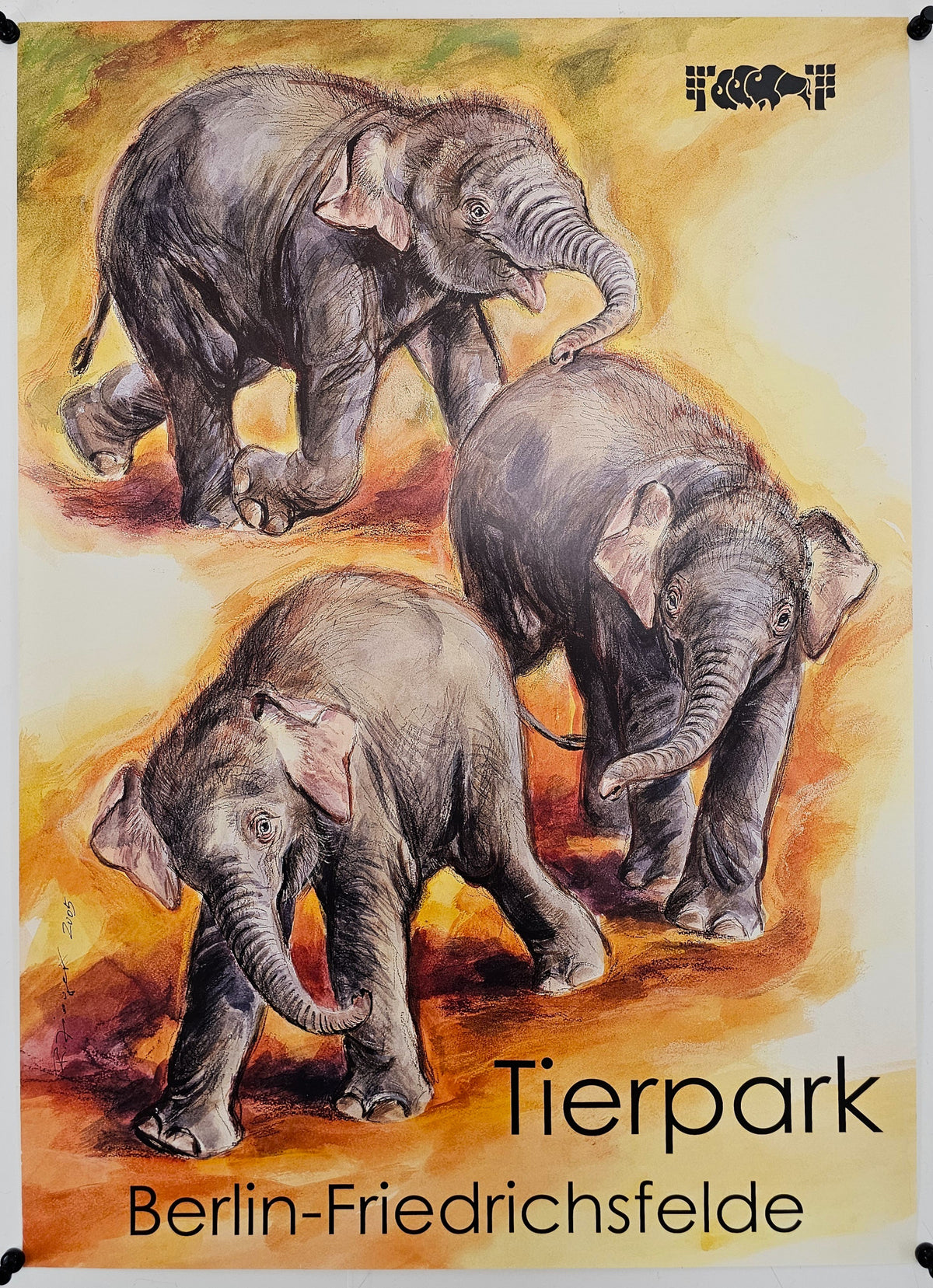Berlin Zoo, Elephants - Original Vintage Poster