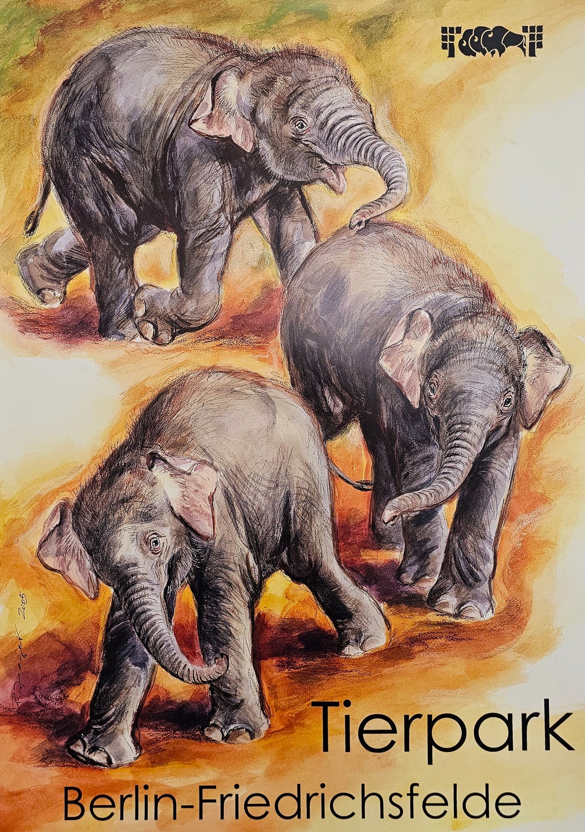 Berlin Zoo, Elephants - Original Vintage Poster