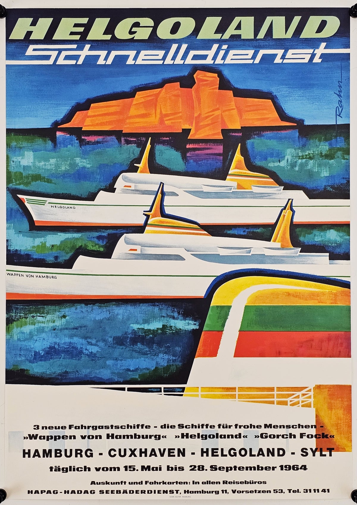 Helgoland, Sea Resort Service - Original Vintage Poster