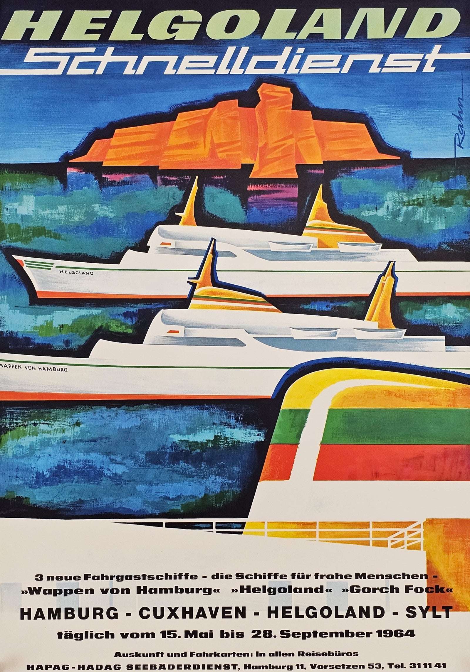 Helgoland, Sea Resort Service - Original Vintage Poster
