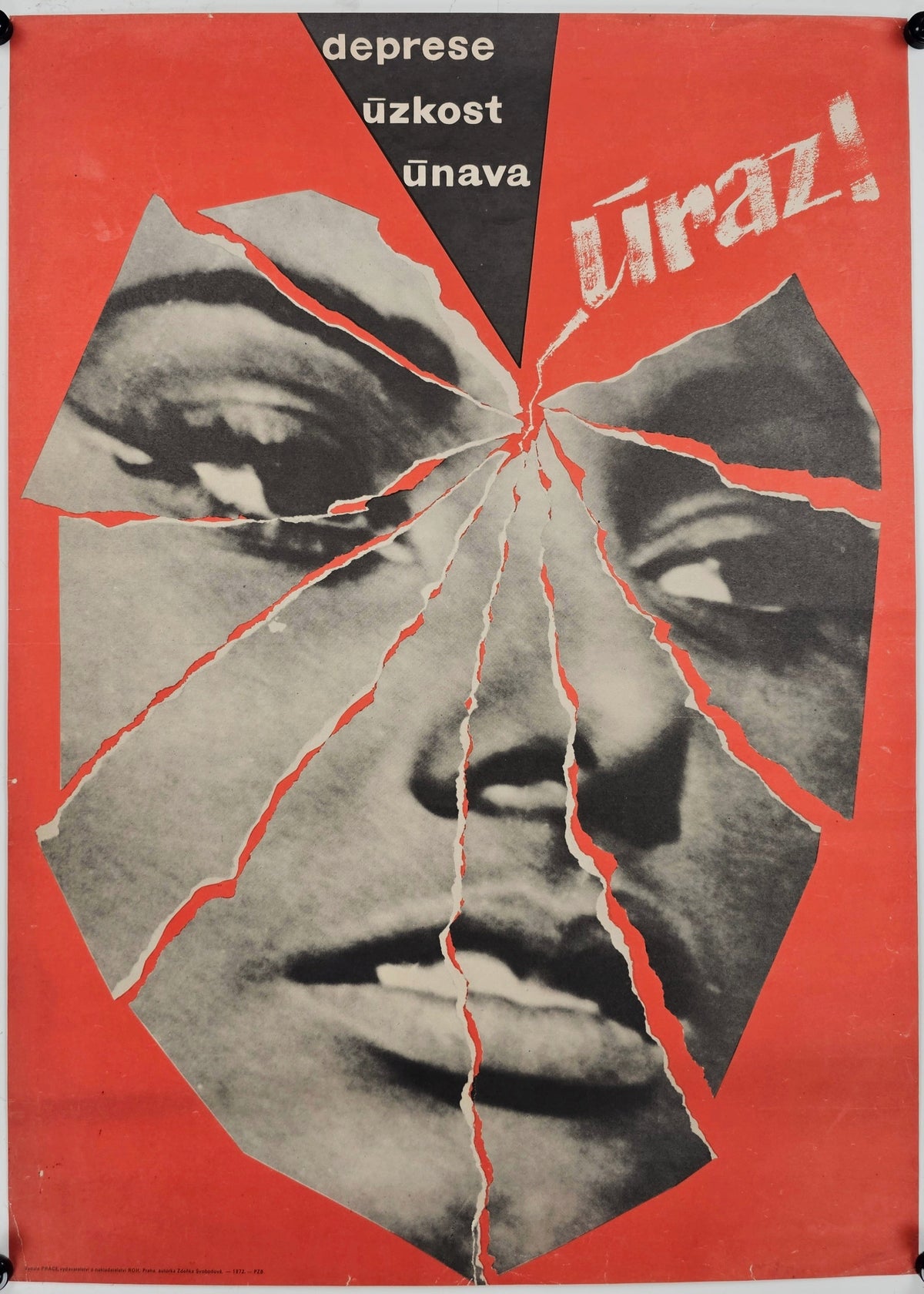 Depression & Anxiety Lead to Injury, Czech Propaganda - Original Vintage Poster