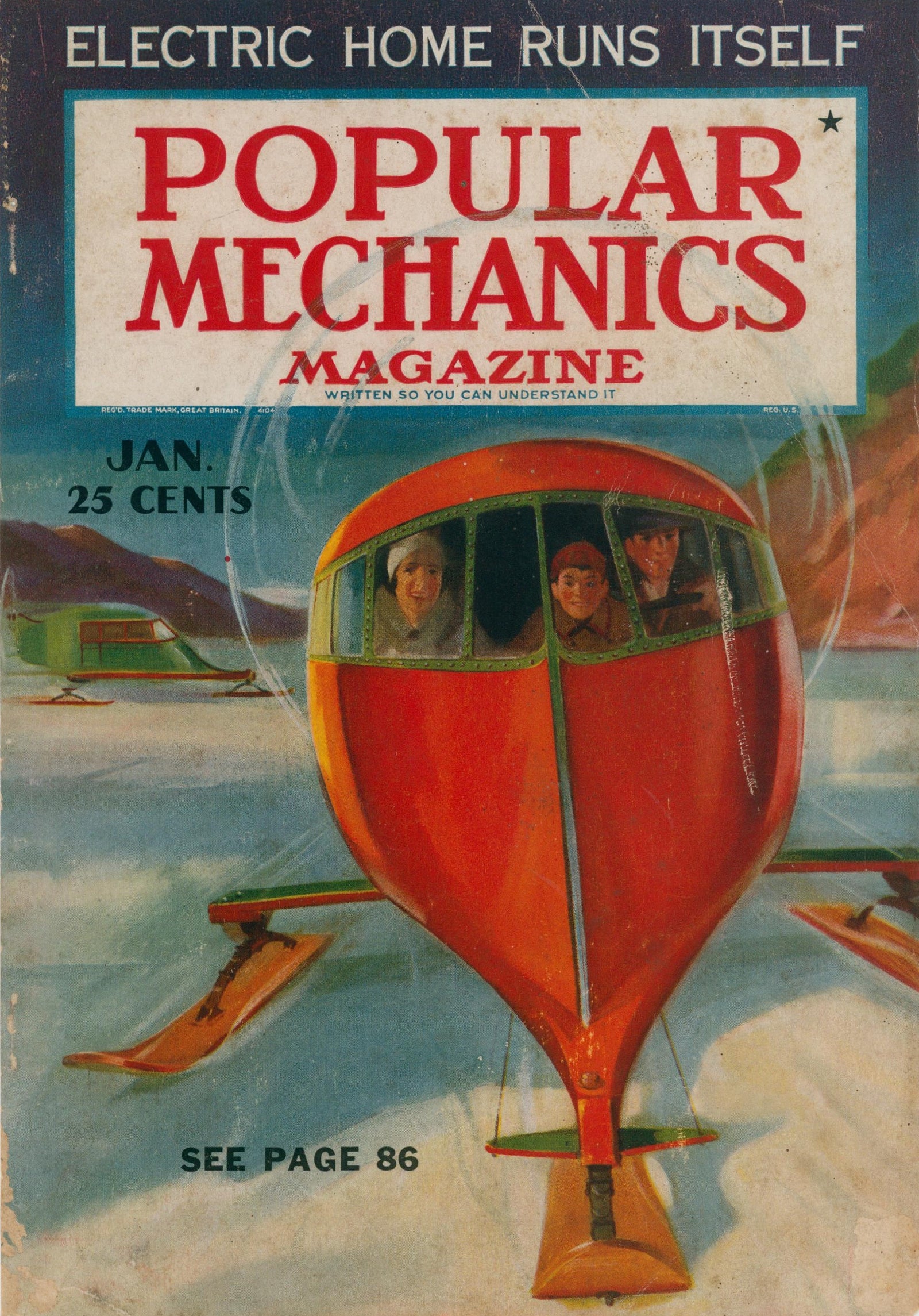 Ski Home- Popular Mechanics - Authentic Vintage Cover Art