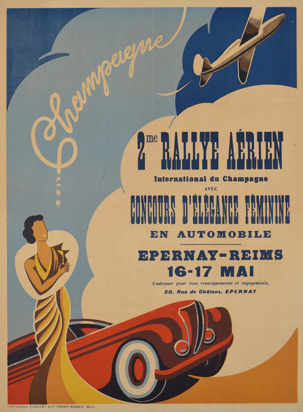 International Champagne Air Rally - Authentic Vintage Poster
