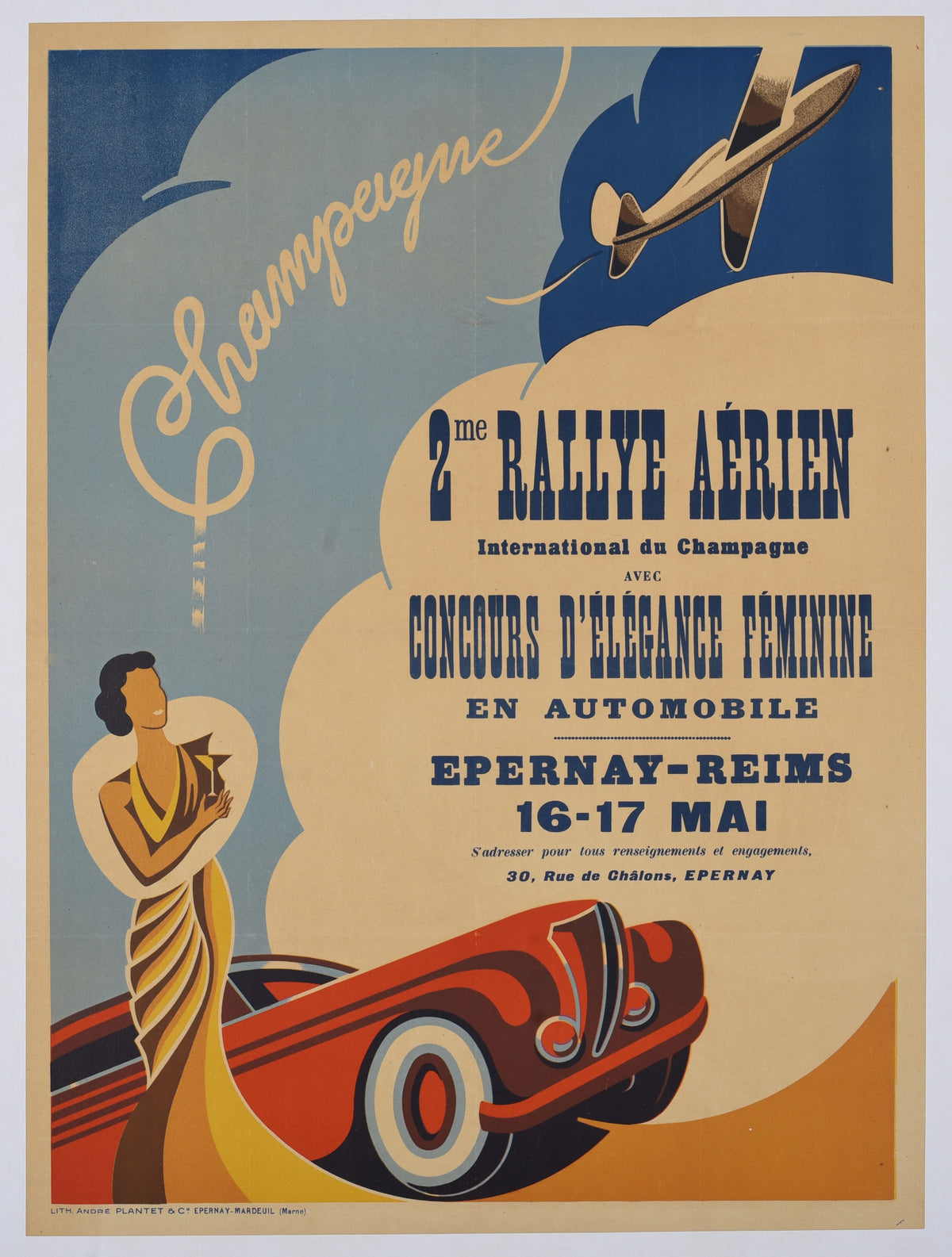 International Champagne Air Rally - Authentic Vintage Poster