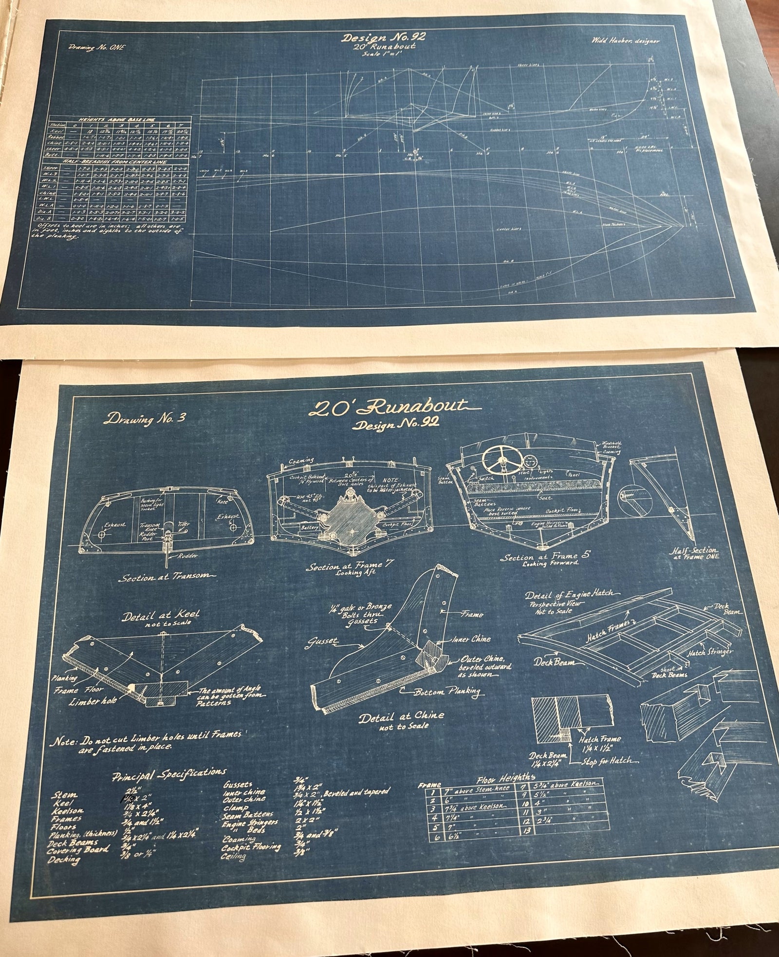 Runabout Blueprints- NO.92 (4-Pieces) - Authentic Vintage Poster
