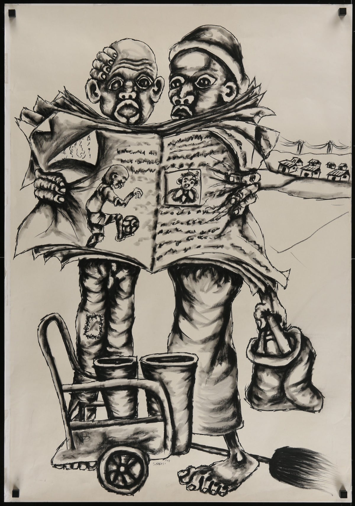 STANLEY NKOSI signed 25x36 South African art print 1979