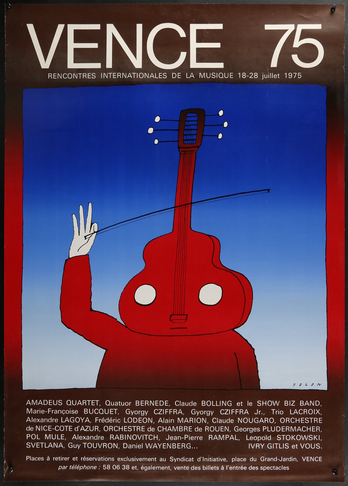 International Music Meeting by Jean-Michel Folon - Original Vintage Poster