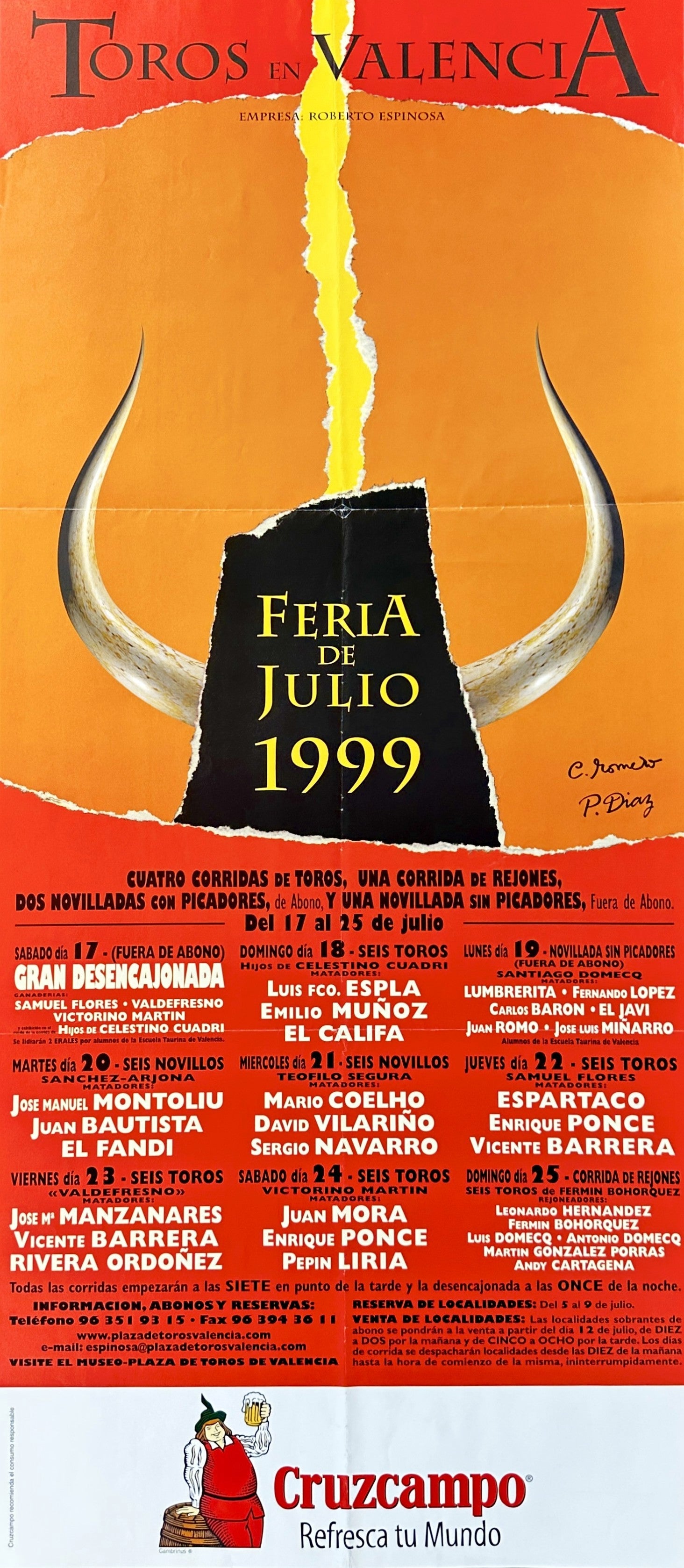 Toros de Valencia, Spain - Authentic Vintage Poster