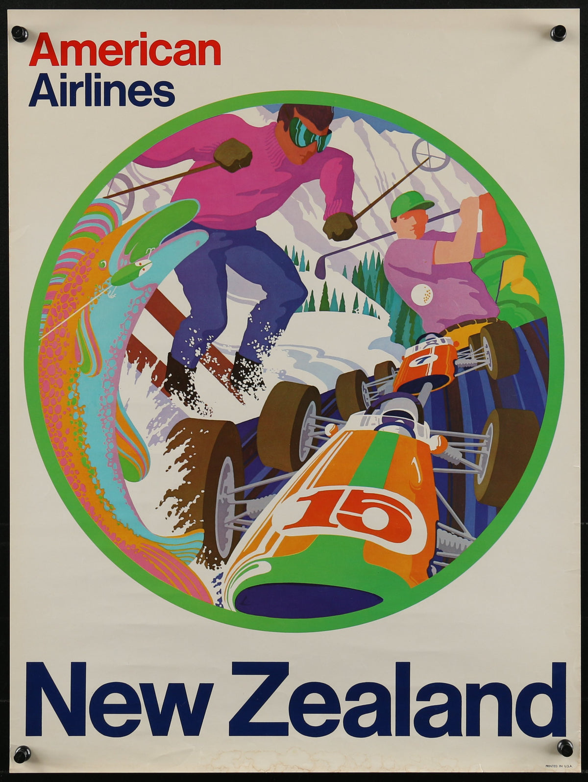 New Zealand, American Airlines - Original Vintage Poster