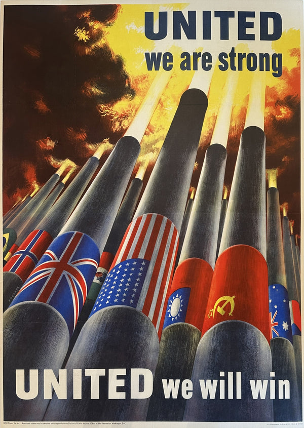 United We Are Strong, WW2 - Authentic Vintage Poster