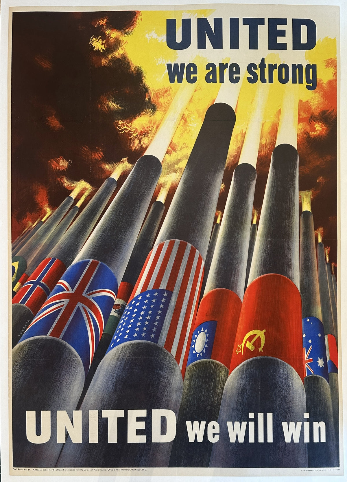 United We Are Strong, WW2 - Authentic Vintage Poster