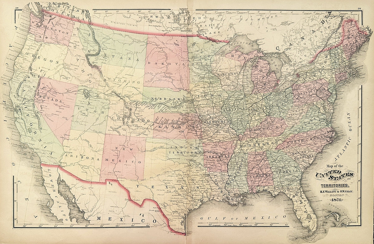 USA Territories- Gray's Atlas - Authentic Vintage Antique Print