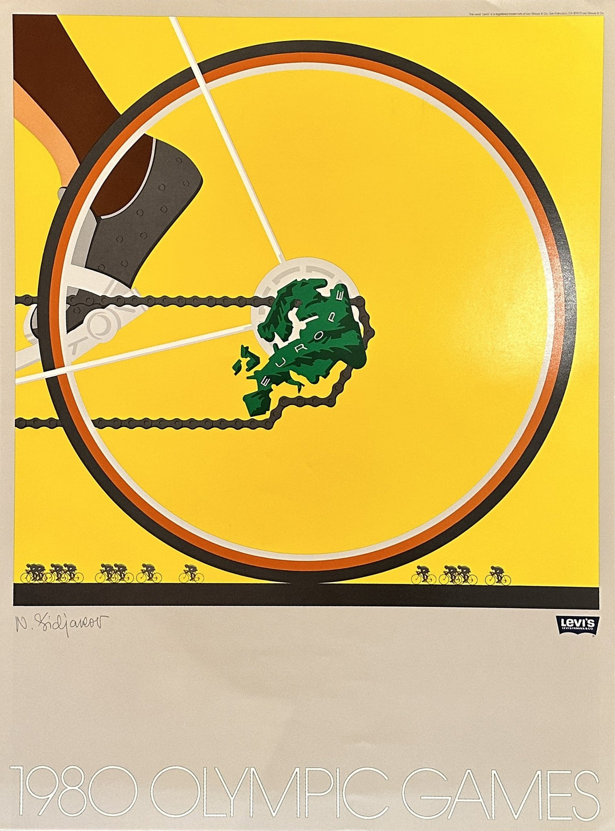 Moscow Olympics, Cycling (Signed) - Authentic Vintage Poster