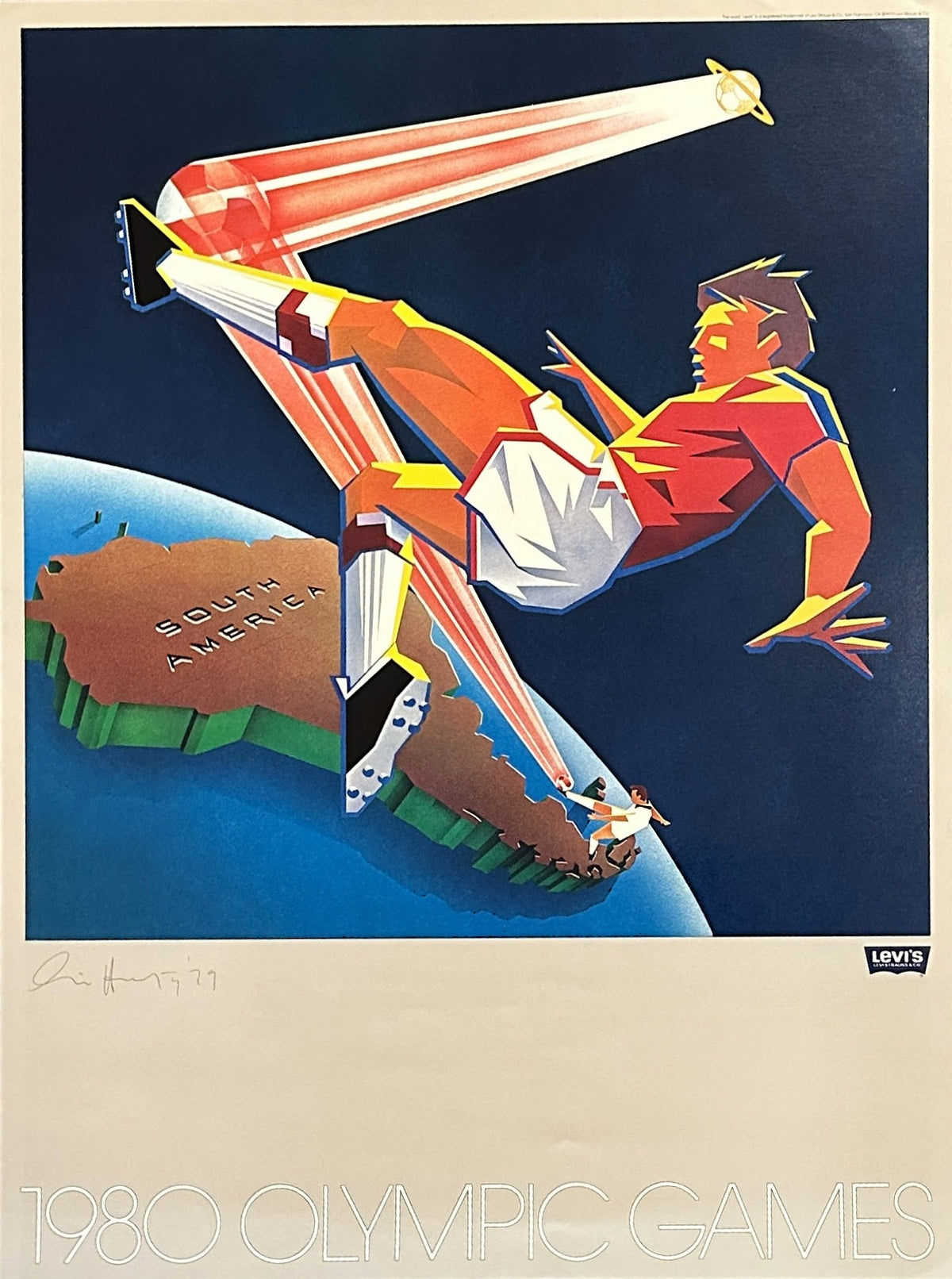 Moscow Olympics, Soccer (Signed) - Authentic Vintage Poster