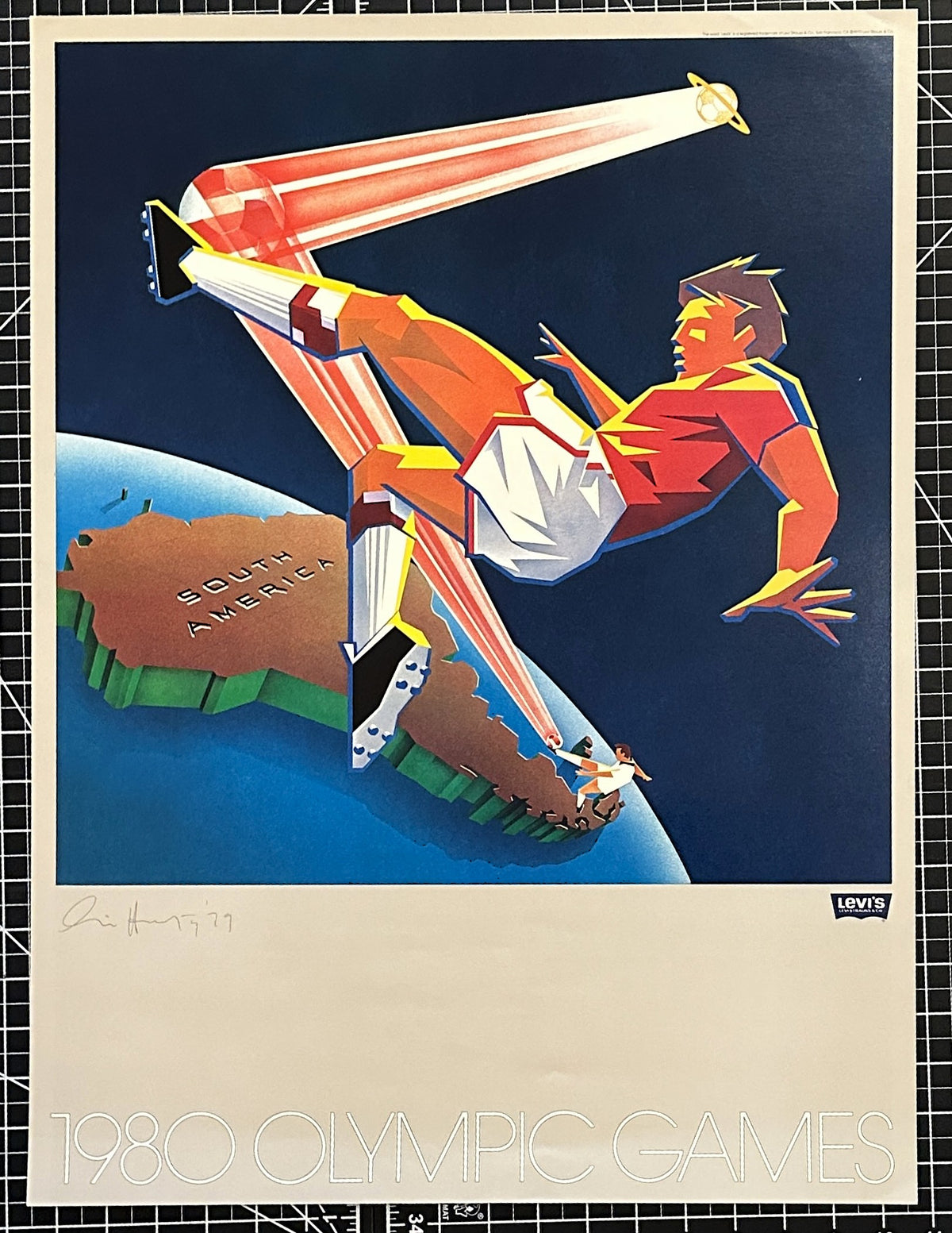 Moscow Olympics, Soccer (Signed) - Authentic Vintage Poster