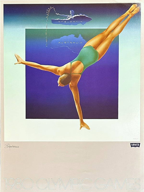 Moscow Olympics, Diving (Signed) - Authentic Vintage Poster