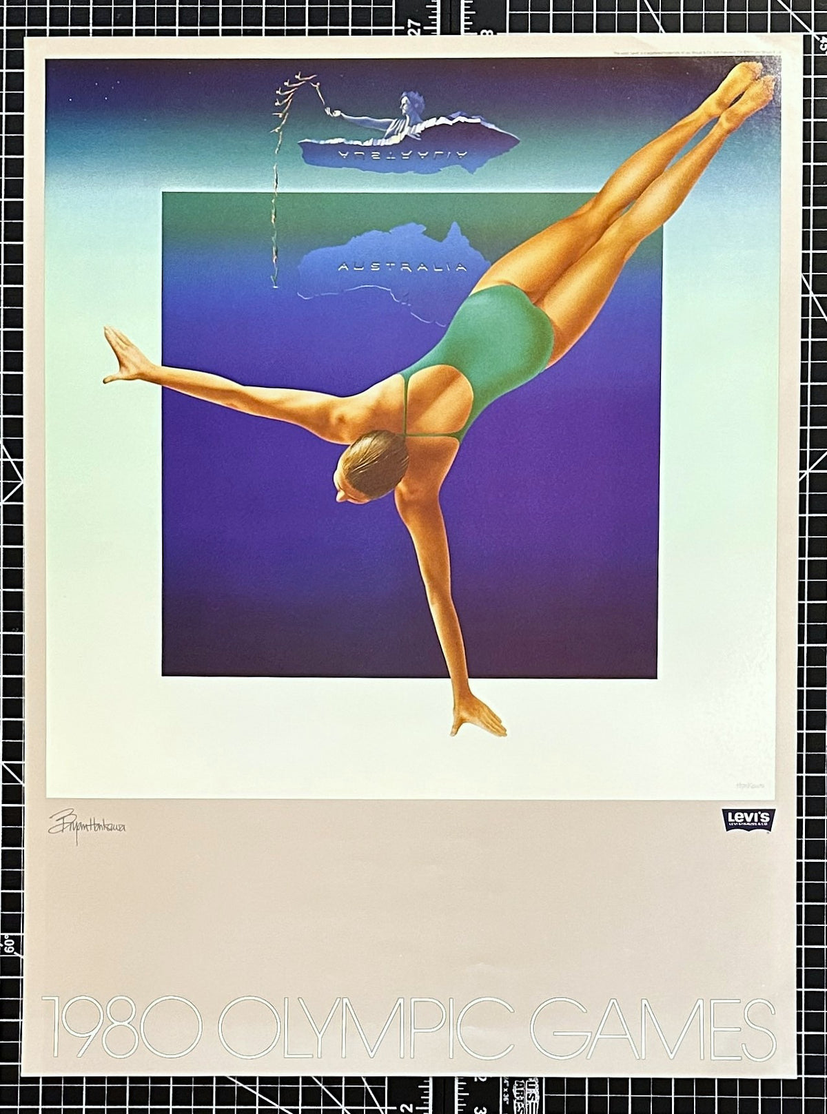 Moscow Olympics, Diving (Signed) - Authentic Vintage Poster