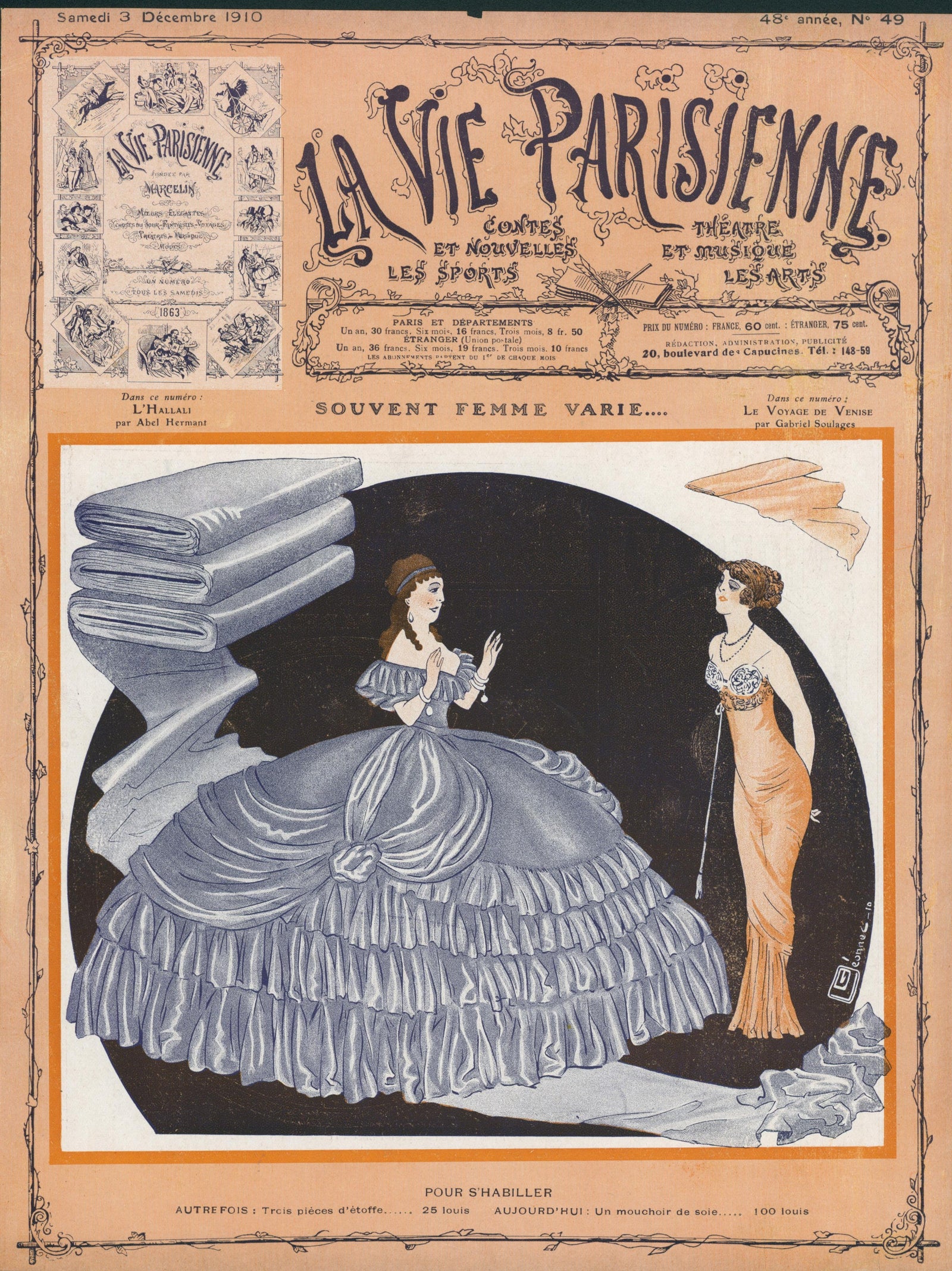 The Art of Wearing Less- La Vie Parisienne - Authentic Vintage Cover Art