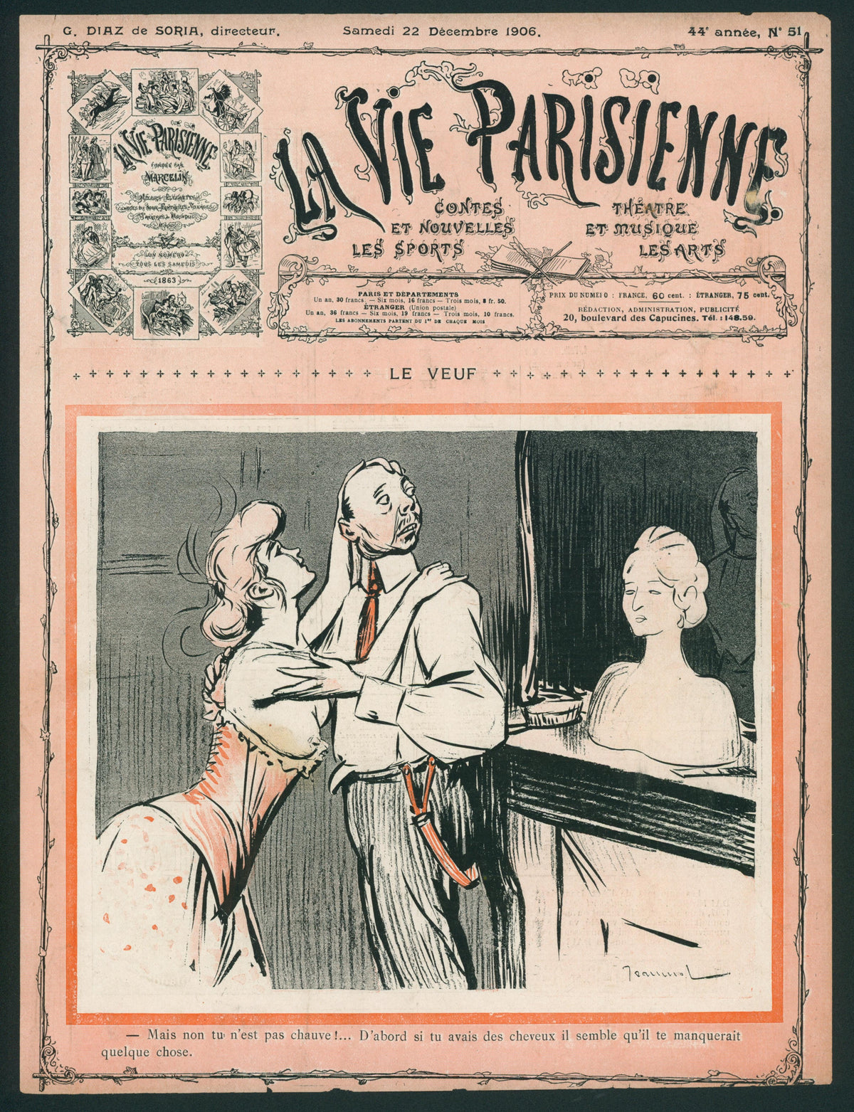 The Widower- La Vie Parisienne - Authentic Vintage Cover Art