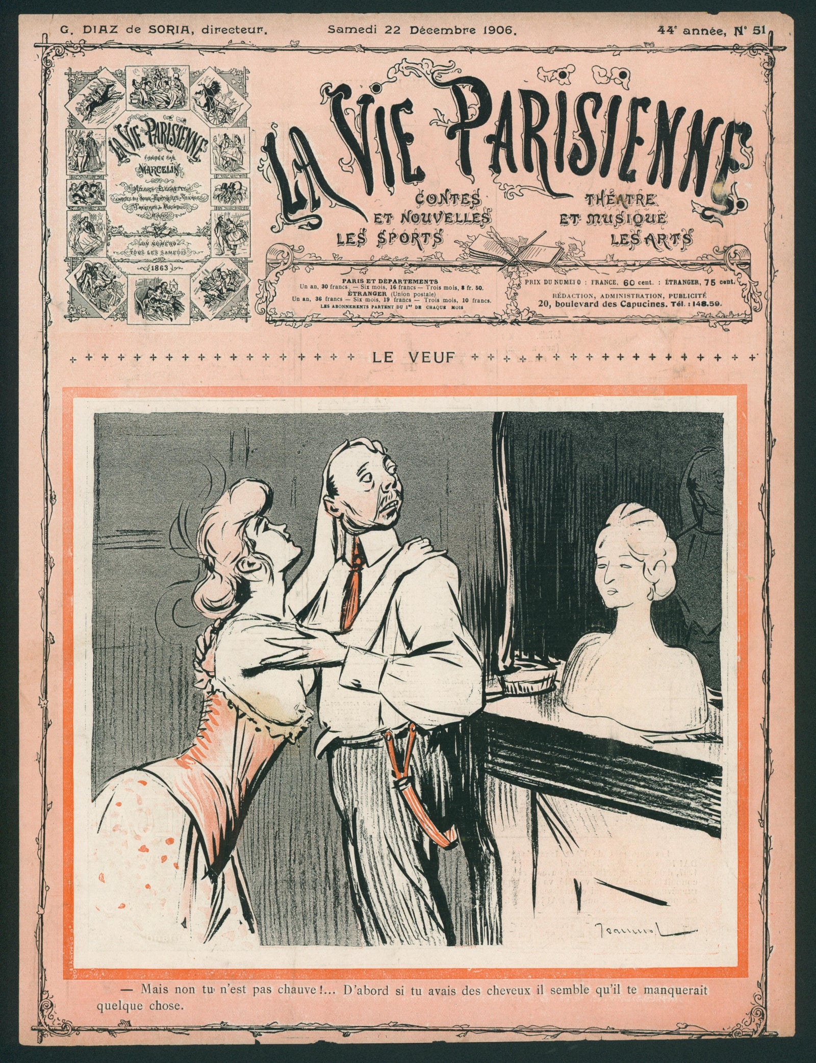 The Widower- La Vie Parisienne - Authentic Vintage Cover Art