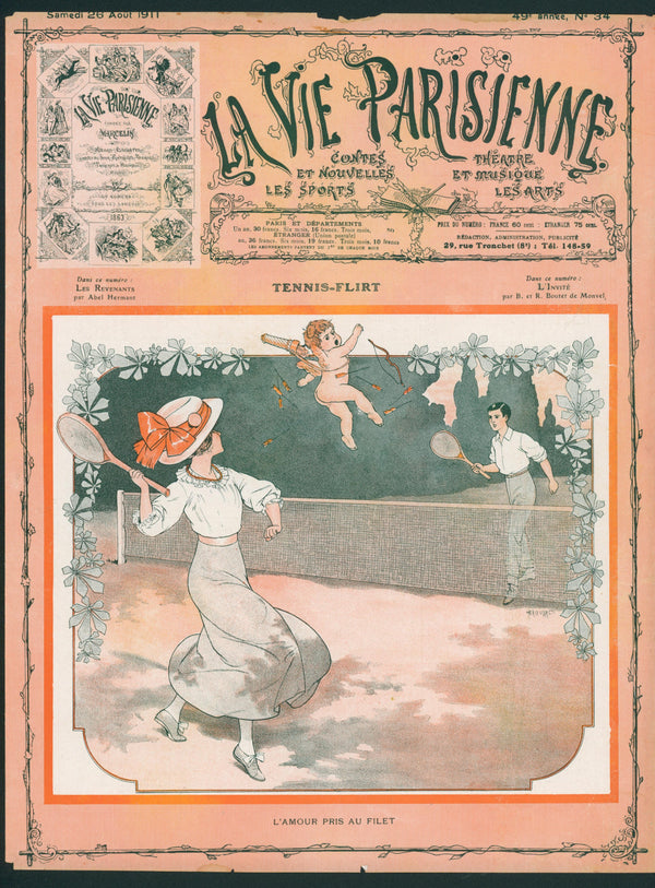 Tennis Flirt- La Vie Parisienne - Authentic Vintage Cover Art