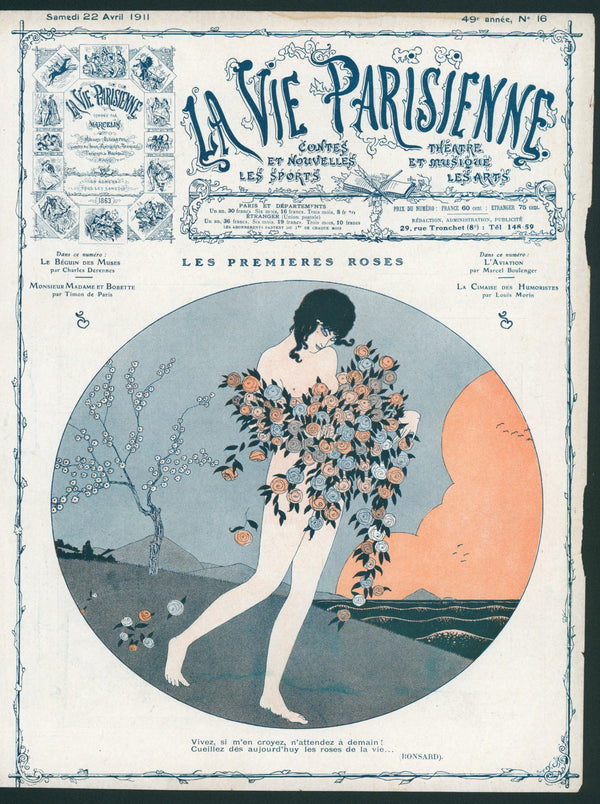 The First Roses- La Vie Parisienne - Authentic Vintage Cover Art