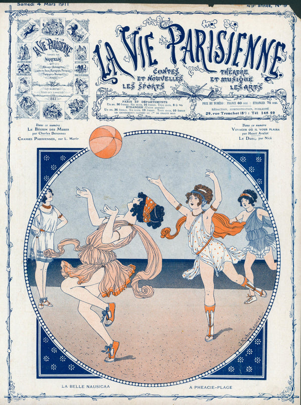 Grecian Volleyball- La Vie Parisienne - Authentic Vintage Cover Art
