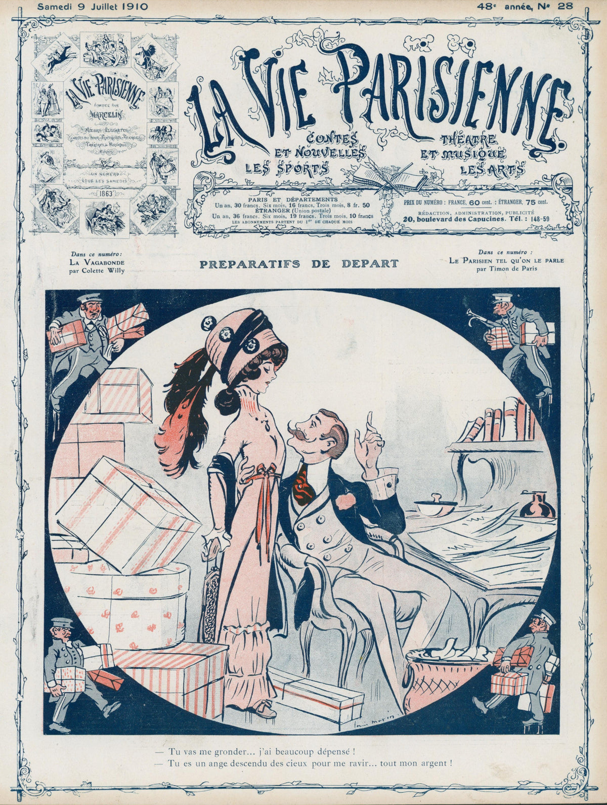 Prepared to Depart- La Vie Parisienne - Authentic Vintage Cover Art
