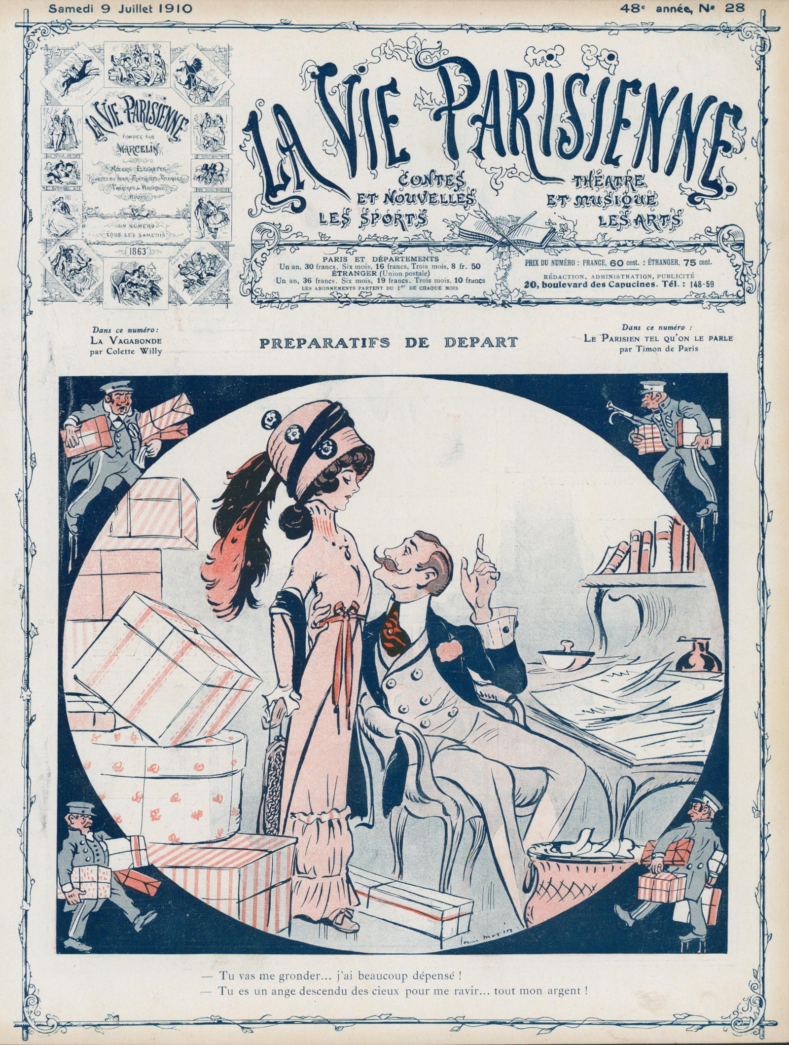 Prepared to Depart- La Vie Parisienne - Authentic Vintage Cover Art