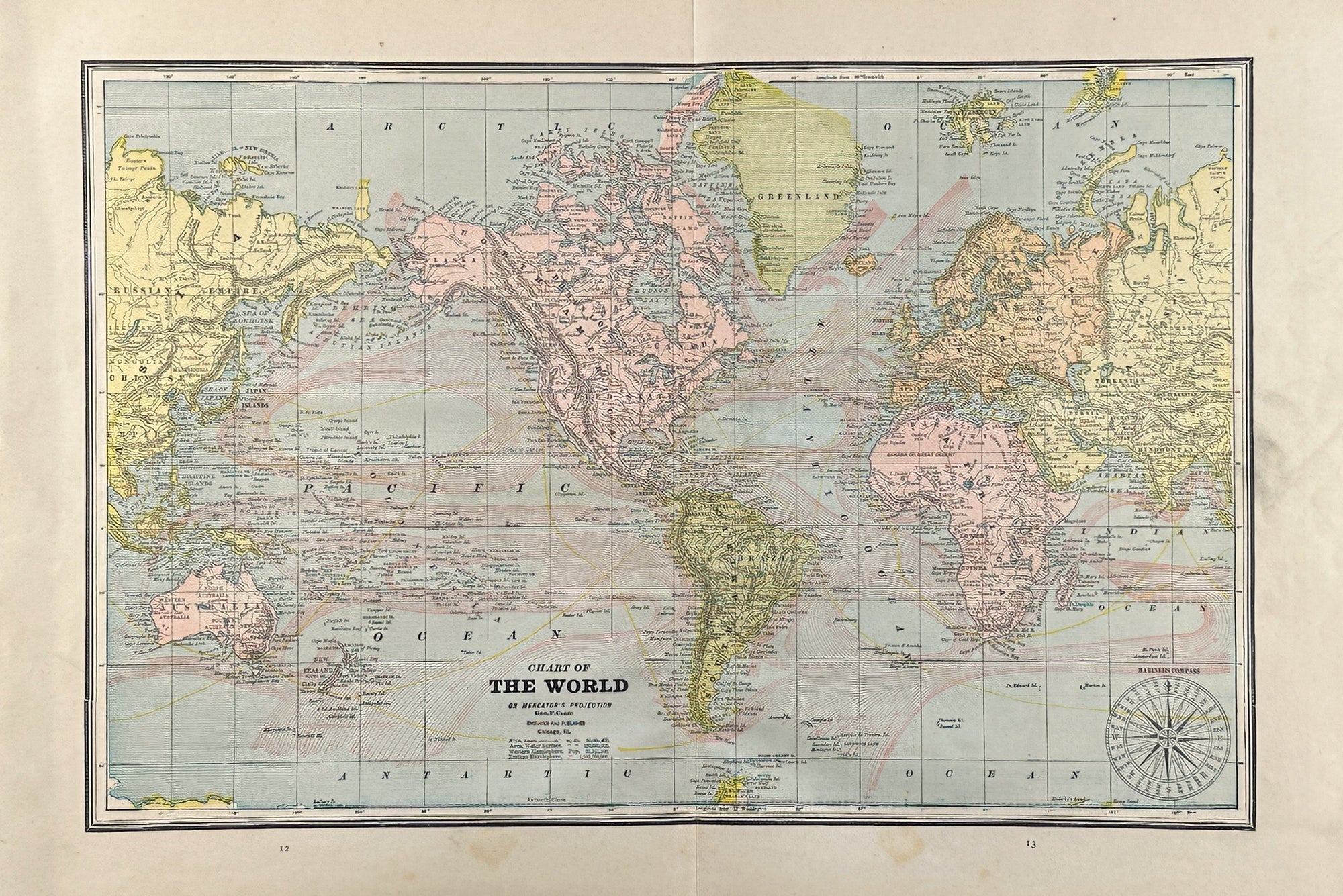The World- Cram’s Atlas - Authentic Vintage Map