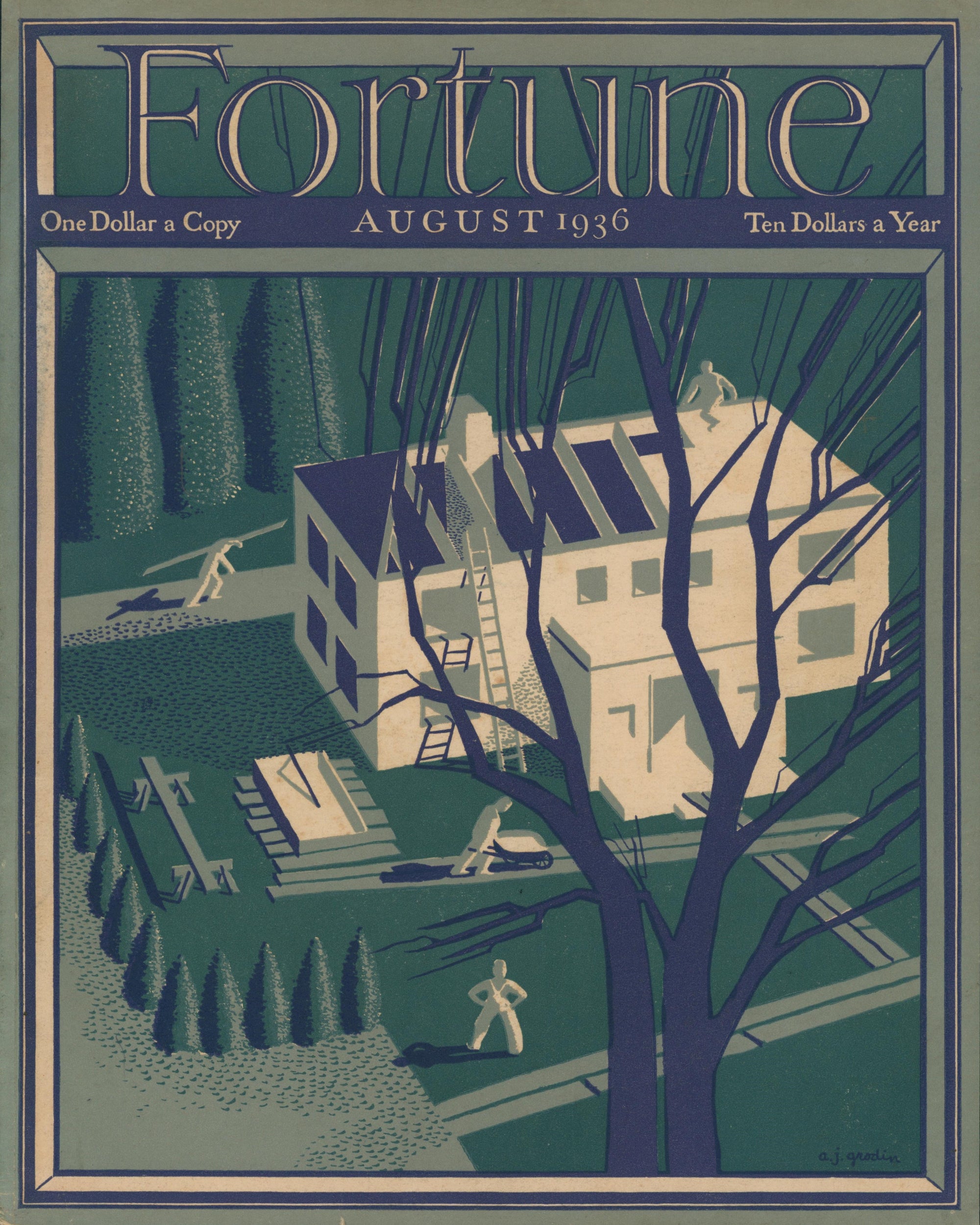 Yard Work- Fortune Magazine - Authentic Vintage Cover Art