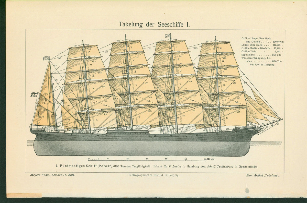 Clipper Ship- Antique Lithograph - Authentic Vintage Antique Print