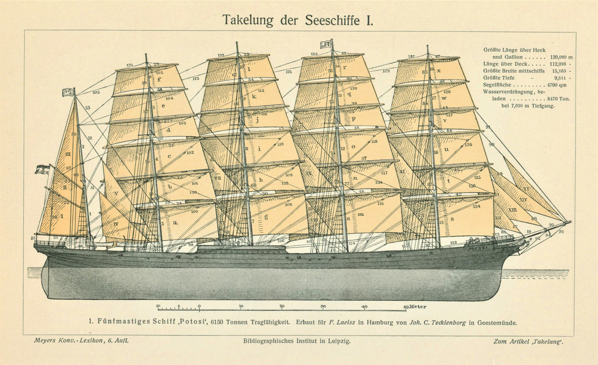 Clipper Ship- Antique Lithograph - Authentic Vintage Antique Print