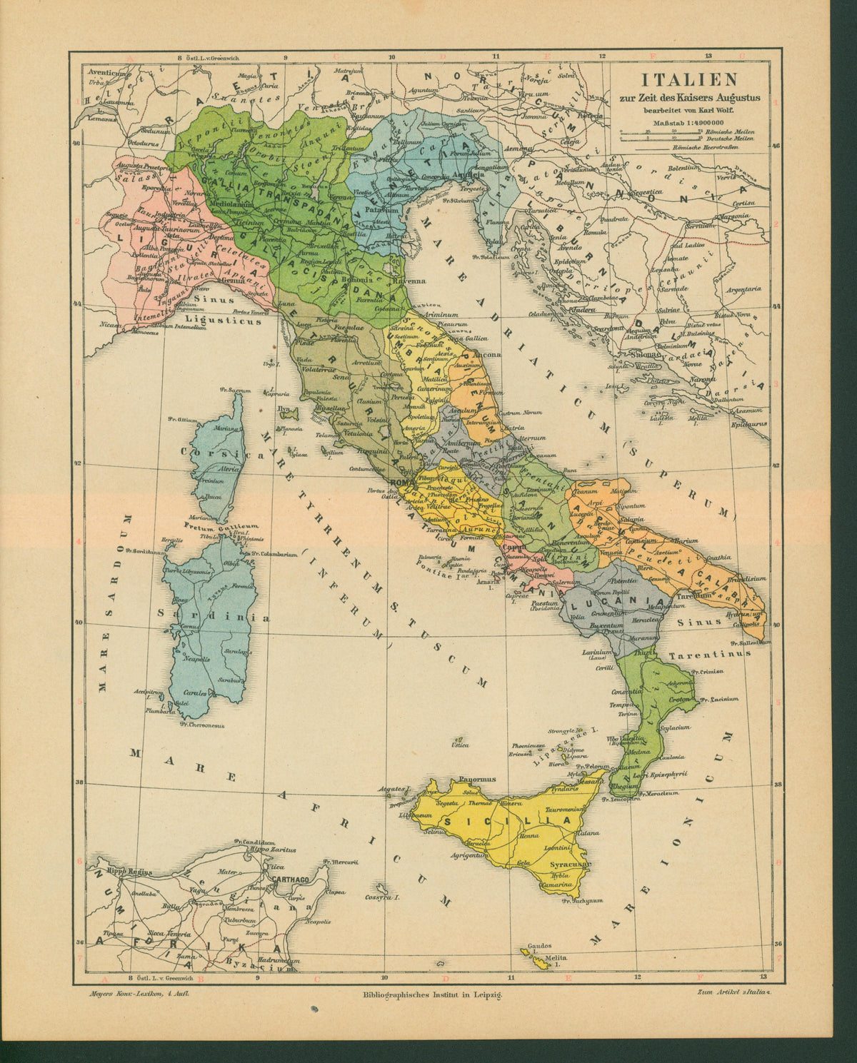Italy- Antique Map (1911) - Authentic Vintage Antique Print