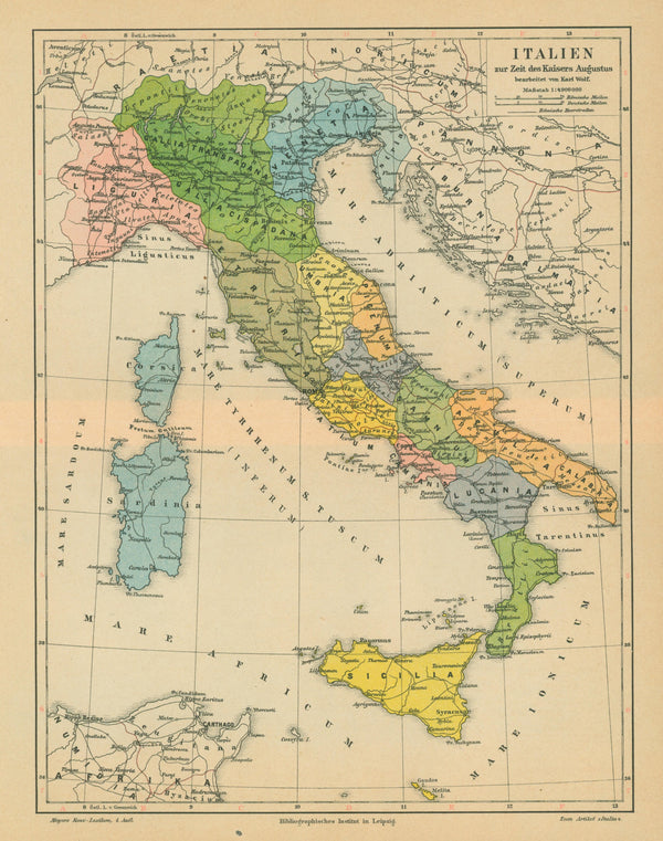Italy- Antique Map - Authentic Vintage Map