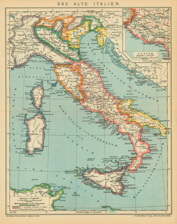Italy- Antique Map - Authentic Vintage Map