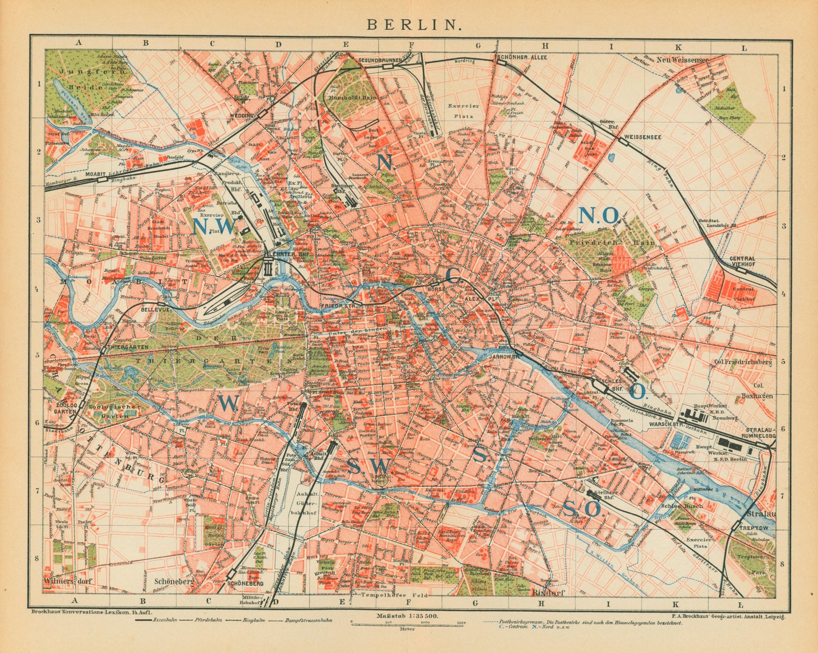 Berlin, Germany- Antique Map - Authentic Vintage Antique Print