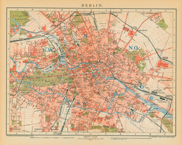 Berlin, Germany- Antique City Map - Authentic Vintage Map