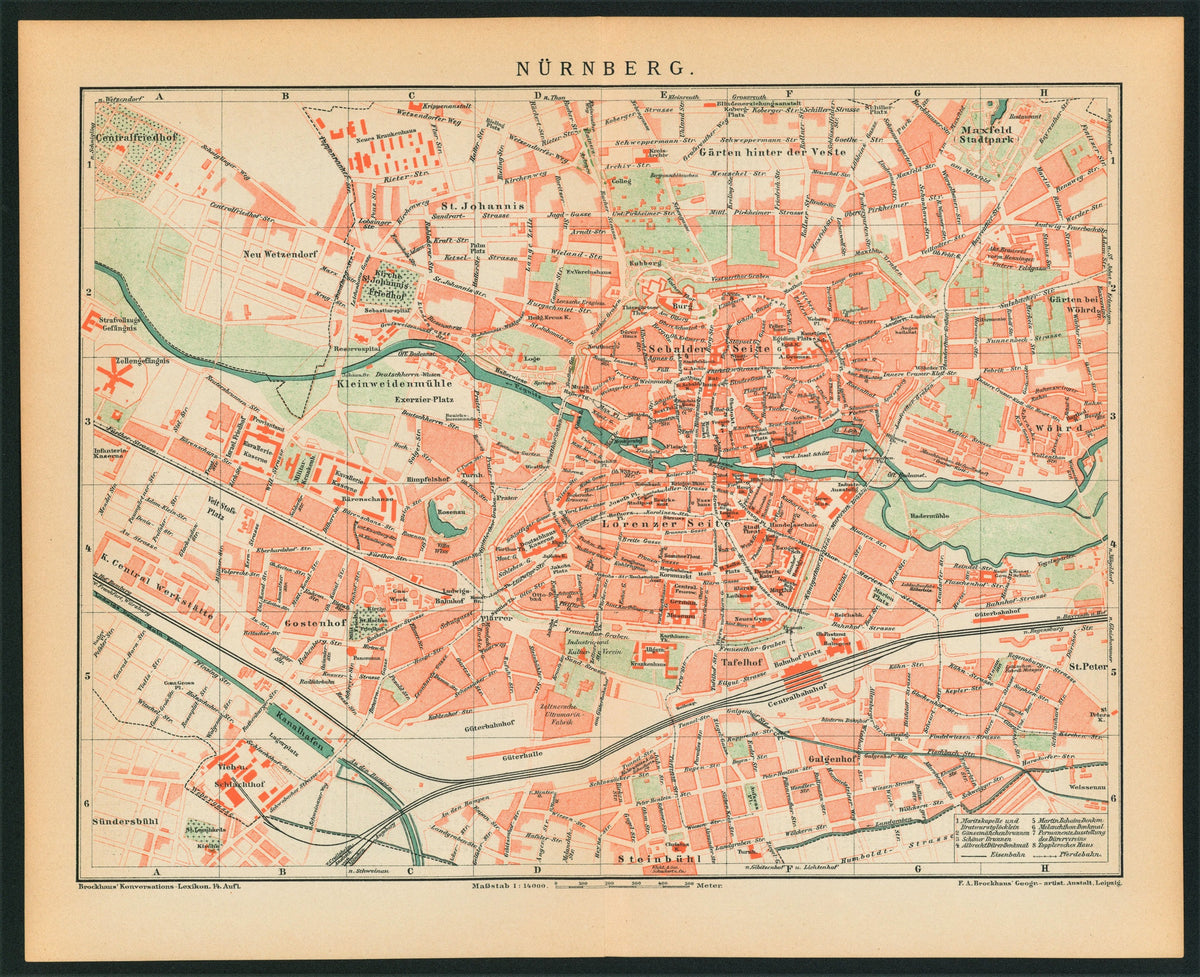 Nuremberg- Antique Map - Authentic Vintage Antique Print
