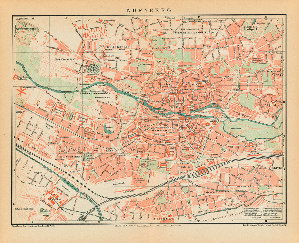 Nuremberg- Antique Map - Authentic Vintage Antique Print