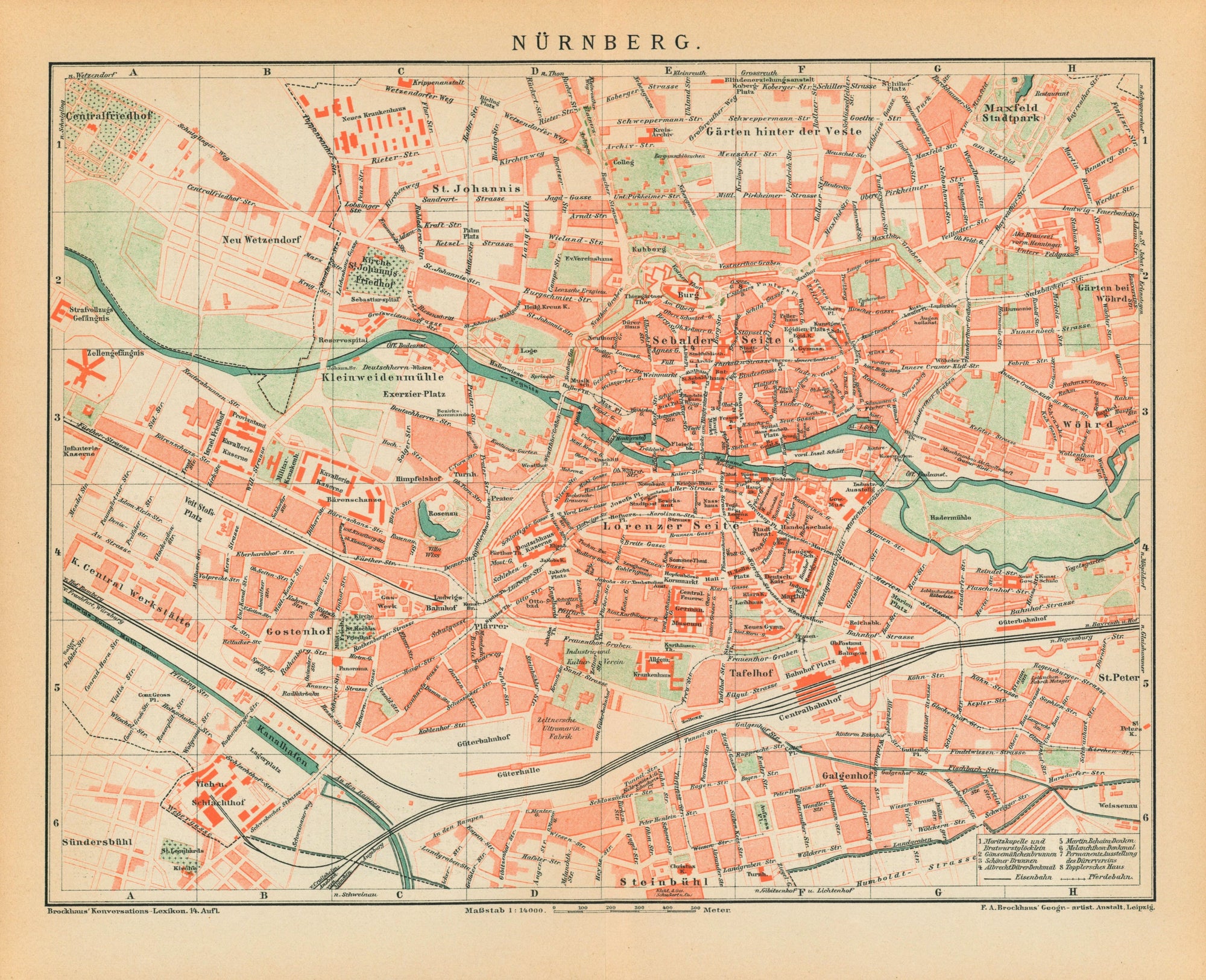 Nuremberg- Antique Map - Authentic Vintage Antique Print