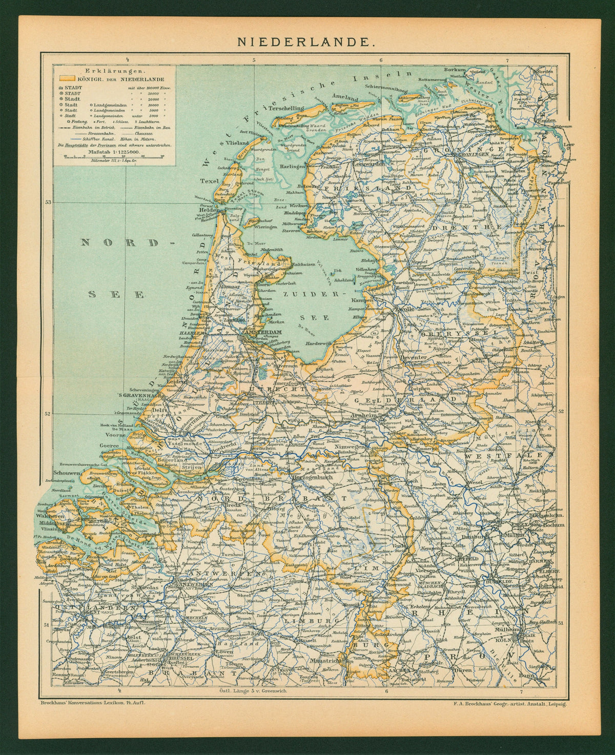 Holland, Netherlands- Antique Map - Authentic Vintage Antique Print