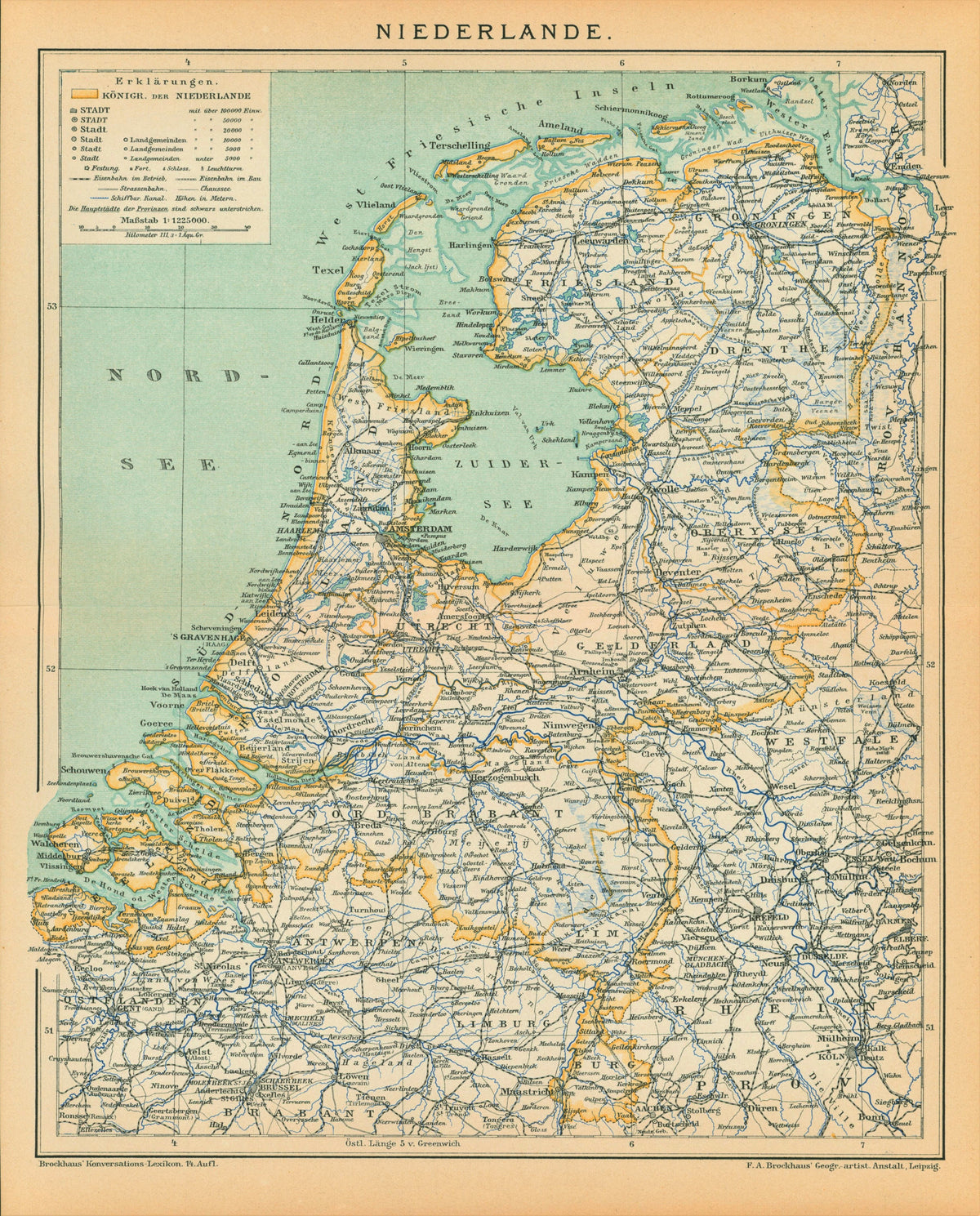 Holland, Netherlands- Antique Map - Authentic Vintage Antique Print