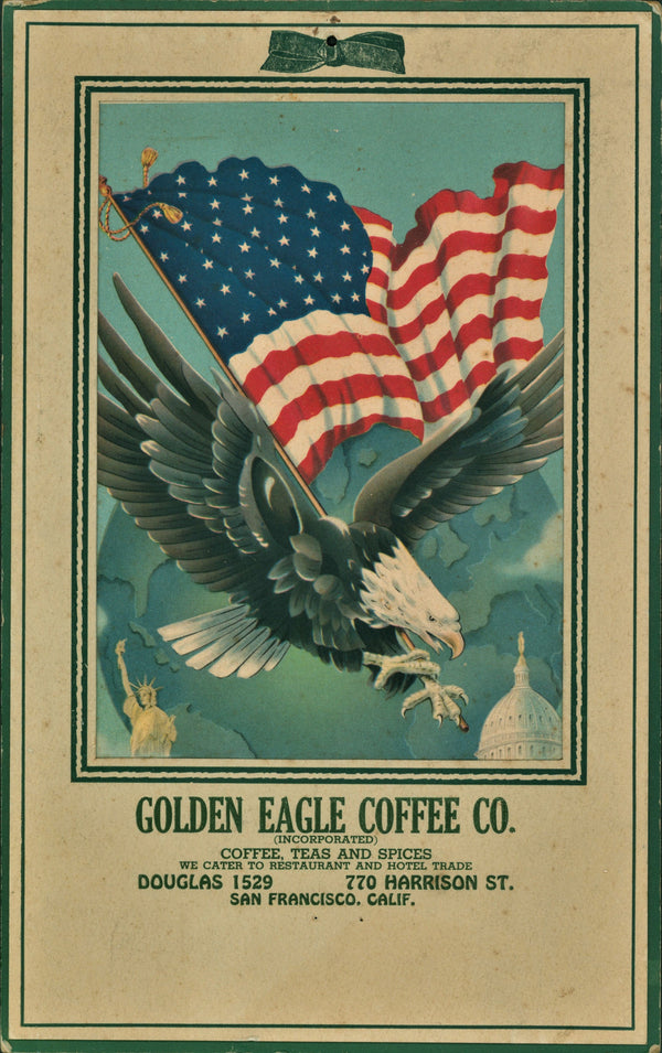 Golden Eagle Coffee Co. - Authentic Vintage Window Card