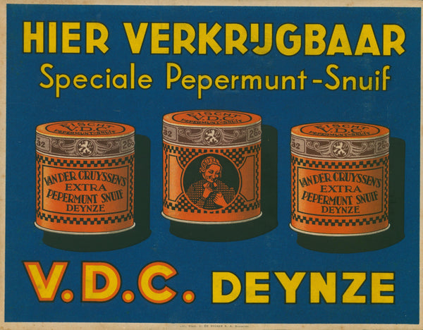 Hier Verkrijgbaar, Peppermint Snuf- Window Card - Authentic Vintage Window Card