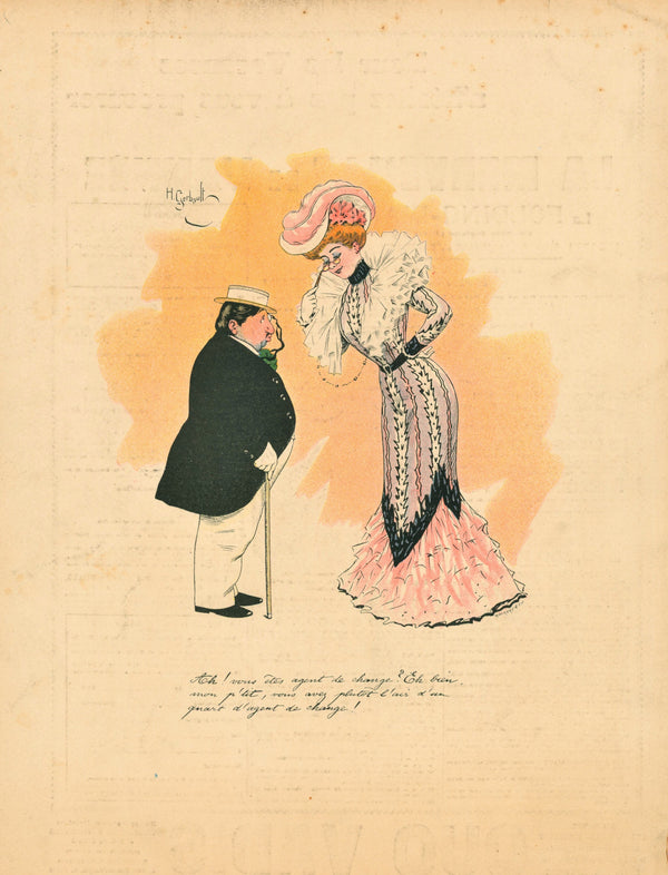 Agent de Change- French Satirical Comic - Authentic Vintage Illustration